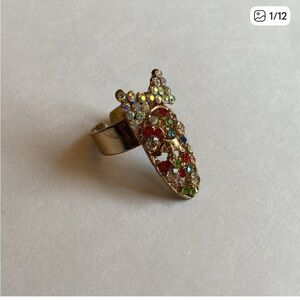 Vintage Gold Rhinestone Bow-Tie Ring